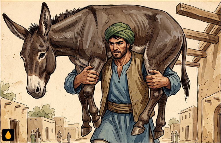 داستان کوتاه آنکه شتر را به پشت بام برد خودش باید پایین بیاورد